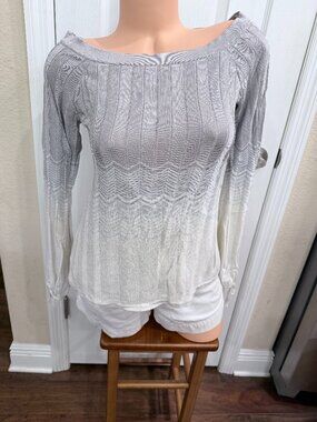 White House Black Market Ombre Metallic Shimmer Boat Neck Sweater Top Small